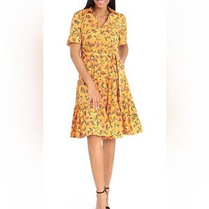 Donna Morgan Zenith multi fruit cotton midi dress size 8, NWT